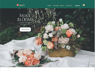 Mias blooms Website bloom blooms figma flowers gatsby green logo design mia orange reactjs scss web web design website white