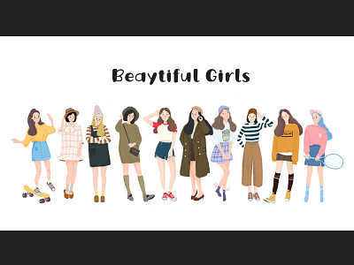 Beautiful girls design illustration ux