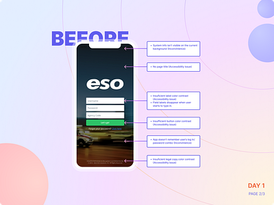 Daily UI - Log in page redesign (before) accessibility daily ui log in mobile design redesign ui ux