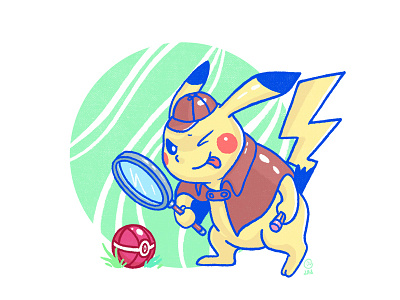 Detective Pika detective pikachu hello hello dribbble illustration invite pikachu