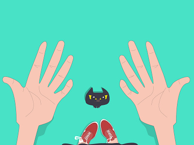 lets go black cat bring luck illustration