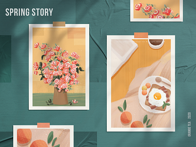 Spring story 06 design egg flower food girl illustration orange spring sunshine warm 插图 设计