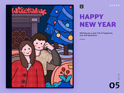 Happy new year 02 boy christmas christmas tree couple couple everyday design girl illustration