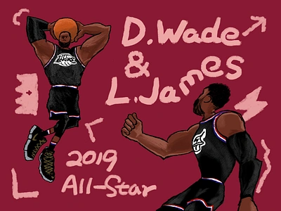 Wade&James allstar cartoon dwade dwyanewade king king james lebronjames nba