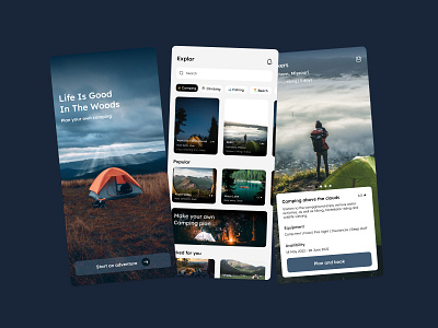Camping Application adventure app application camping mobile travel trip ui