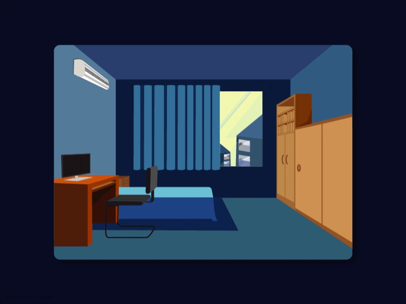 Prospective View of a Room 2d animation color gif illustration interior minimalistic prospective room simple vector