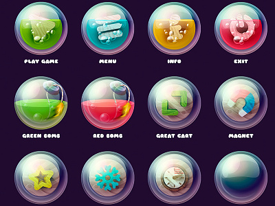 Bubble Gym Game Icons app bubble design game gym icon illustrator mobile