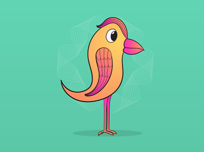 Birdy bird character gradient illustration vector