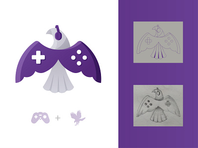 Gaming icon bird bird logo branding game gradient hawk illustration logo vector
