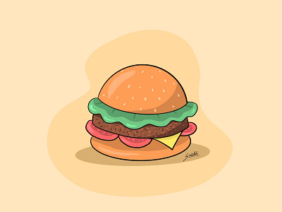 Burger 2d art burger food illustration iconography illustration procreate ui illustration vector