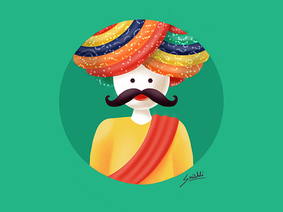 Rajasthani man illustration character indian