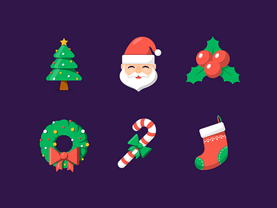 Christmas icon set 1 berry candy christmas festival flat icon set golden ratio graphic design icon icon set iconography santa claus socks wreath