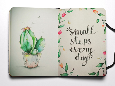 Watercolor border cactus design illustration quote sketchbook typography watercolor art watercolor illustration watercolor painting