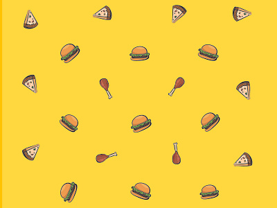 Food Background background art branding bright colors burger design doodling food illustration illustration leg piece pizza