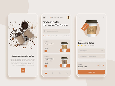 Cafe personal business app UI design.