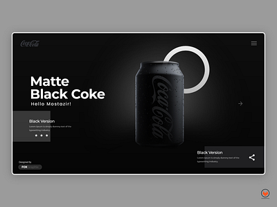 Black Matte Cocacola Website blackandwhite branding coca cola coca cola cocacola icon illustration ui ux web webdesign website
