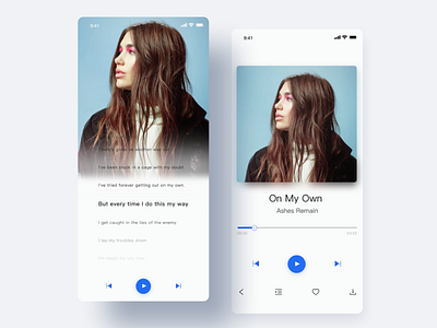 Music play page and lyrics page uidesign 音乐