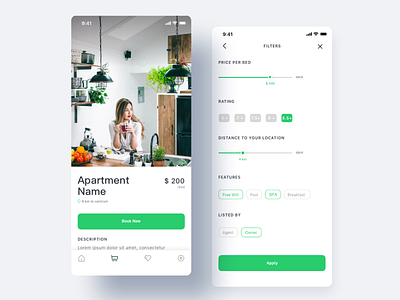 Rental app green uidesign 设计