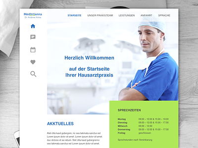 Medical clinic II Landing page blue design doctor flat green homepage hospital medicine website