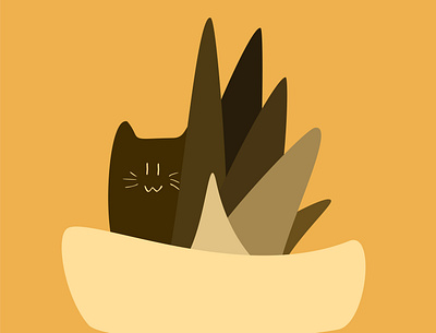 Cat in Bush Illustration animal cat design illustration