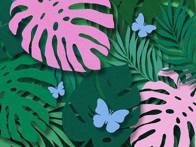 Paper cut Style Illustration | Tropical Leaves