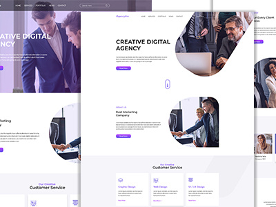 AgencyPro PSD Template agency blog business corporate creative digital digital agency gallery gradient modern portfolio retail rounded studio template violet