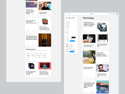 News aggregator category page articles category filter menu news photo typography ui ux web