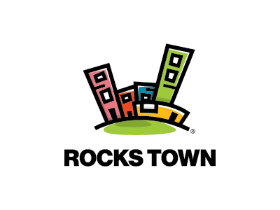 Rocks Town devil horns hand logo rock town