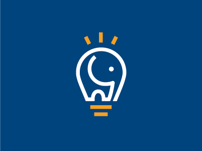 Bigidea Icon big elephant icon idea. light light bulb logo