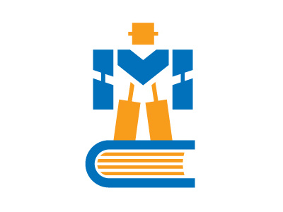 Master Coder bold book coder coding icon initials learning logo master robot school