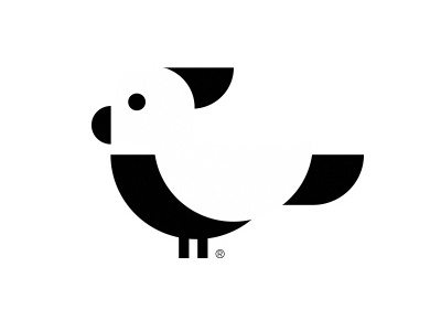 Parrot bw icon logo minimal negativespace parrot symbol