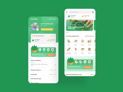 Ananas UI (Grocery App) andoid app branding design gamification graphic design grocery app home app icon design illustration interaction design logo ui user interface