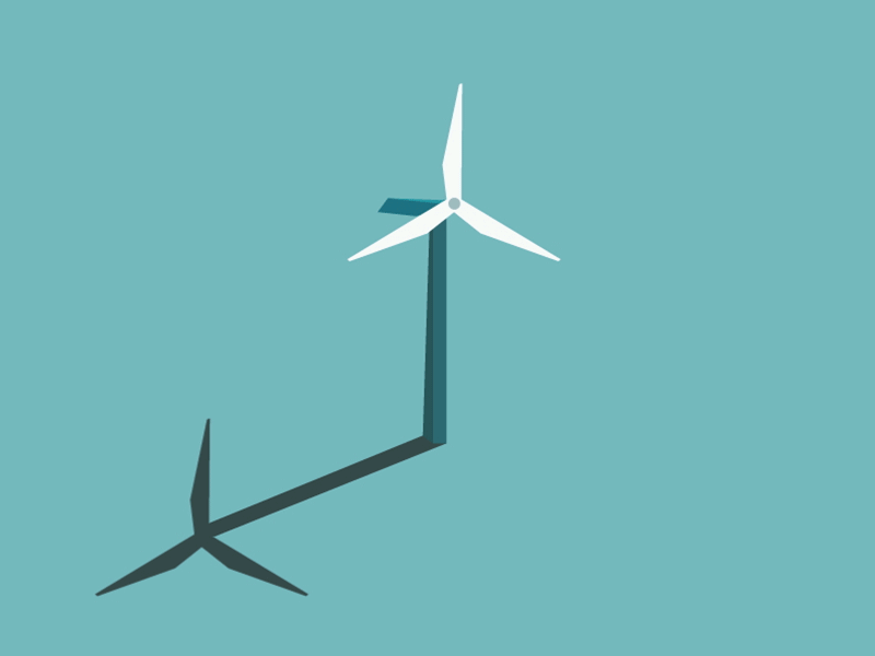 Windy Wind Turbine 2d after effects animation blue coin elements finance infographic shadow simple template two tone