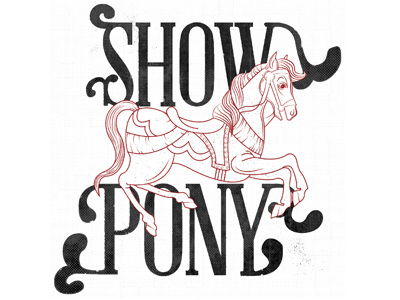 Showpony Logo carousel class project flourishes horse illustration line work logo pony showpony two color logo
