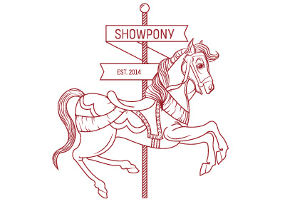 Showpony Carousel Logo carousel clean group project logo horse line logo one color showpony