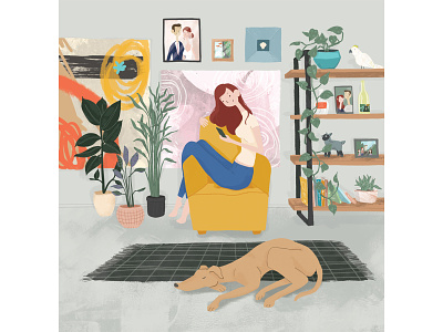 Just a girl, her dog, and some plants. illustration wacom intuos