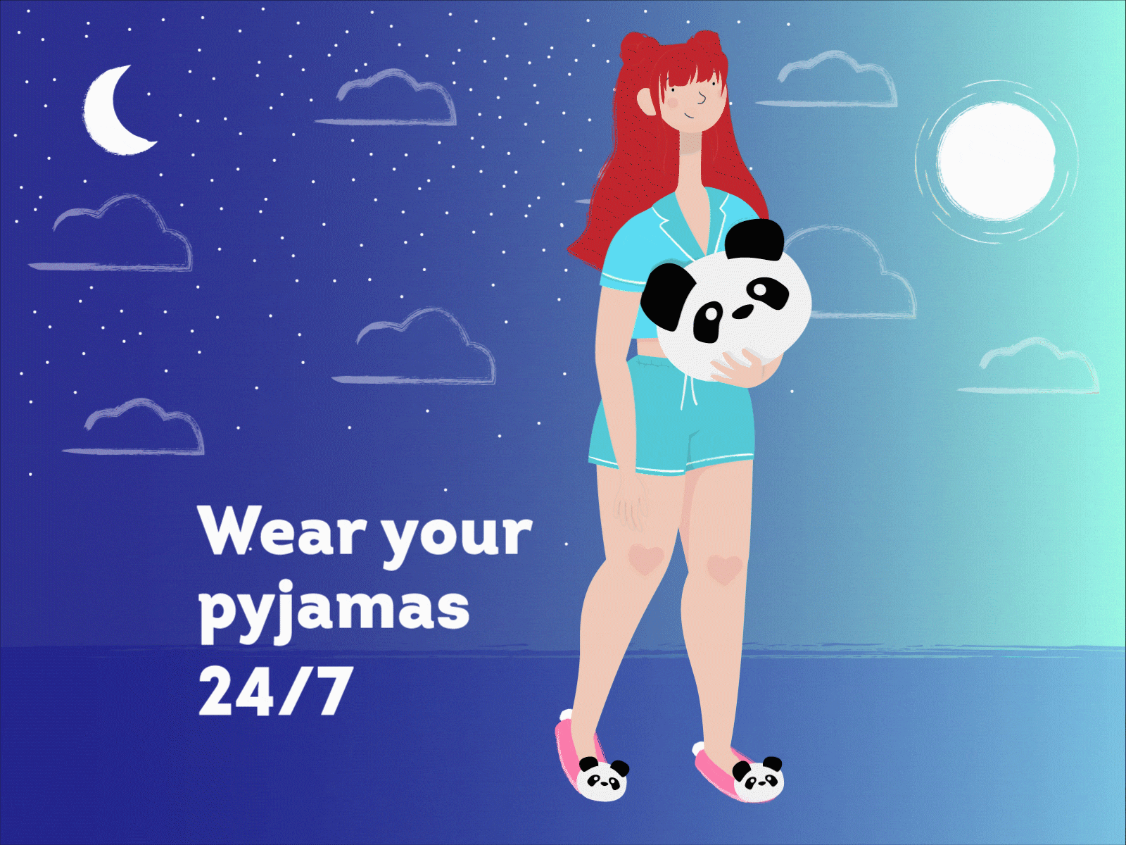 Permanently pyjama-ed animation character design cute design digital girl hair buns illustration pyjamas stayhome vector