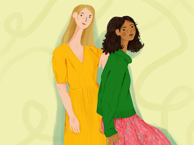 Green and Gold bright color bright colour character design chatacter color colour design dress editorial illustration fashion fashion illustration girls illustration jumper procreate yellow