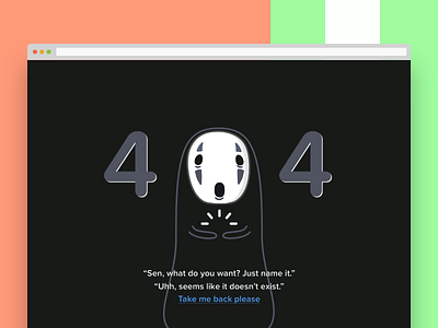 UI Exercise: 404 Page 404 daily ui film japanese animation no face