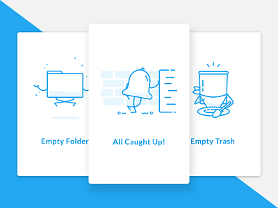 Empty State Illustrations alerts cards flat folder fresh fun illustration notifications personification shadow trash ui