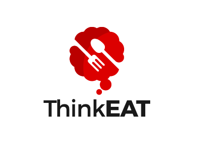 Thinkeat brain eat food fork hungry logo restaurant spoon think