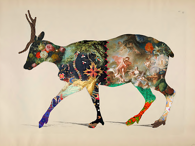 Reindeer Collage Silhouette animal antlers collage deer digital fabric fine art illustration pattern silhouette