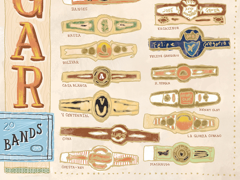 cigar bands illustration by lizzy dee studio on dribbble