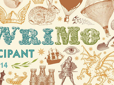 NaNoWriMo Banner collage illustration type typography vintage