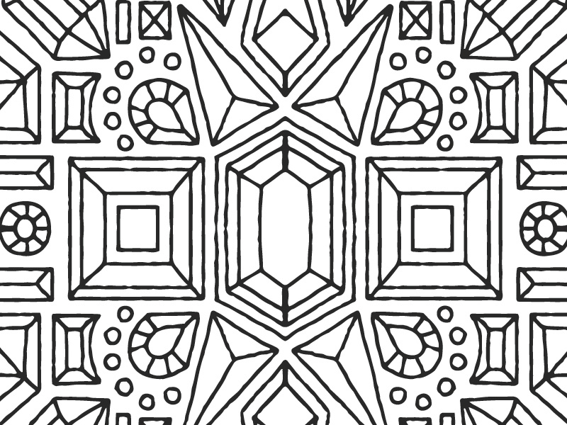 Adult coloring gem linework by Lizzy Dee Studio on Dribbble