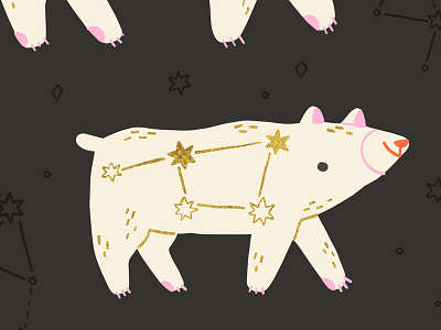 Ursa Minor art bear constellation cute drawing greeting card illustration licensing space