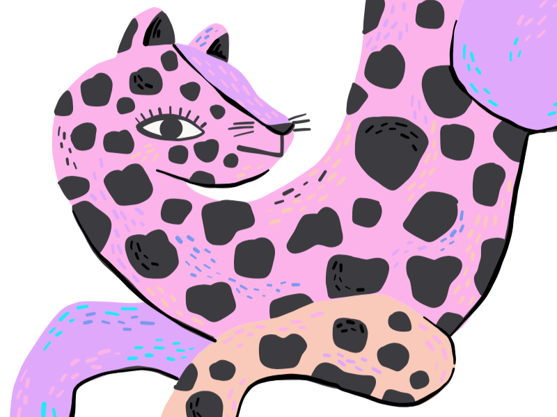 Fancy fierce leopard leopard drawing art licensing illustration greeting card
