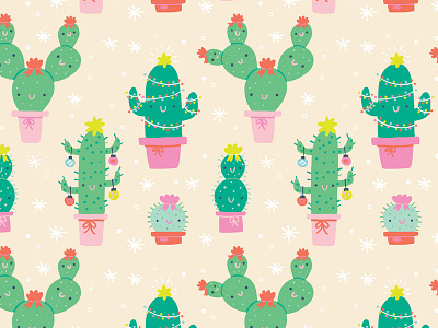 Christmas Cactus Pattern art licensing cactus christmas cute holiday illustration licensing pattern pattern design