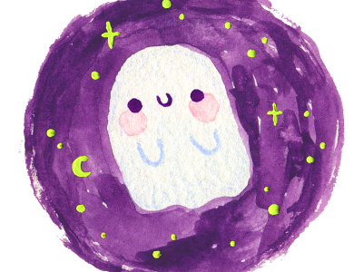 Cute Little Ghost cute design drawing ghost halloween illustration kawaii watercolor watercolor art watercolor painting