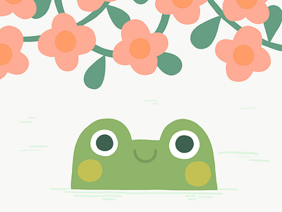 Frog in Flowers Illustration